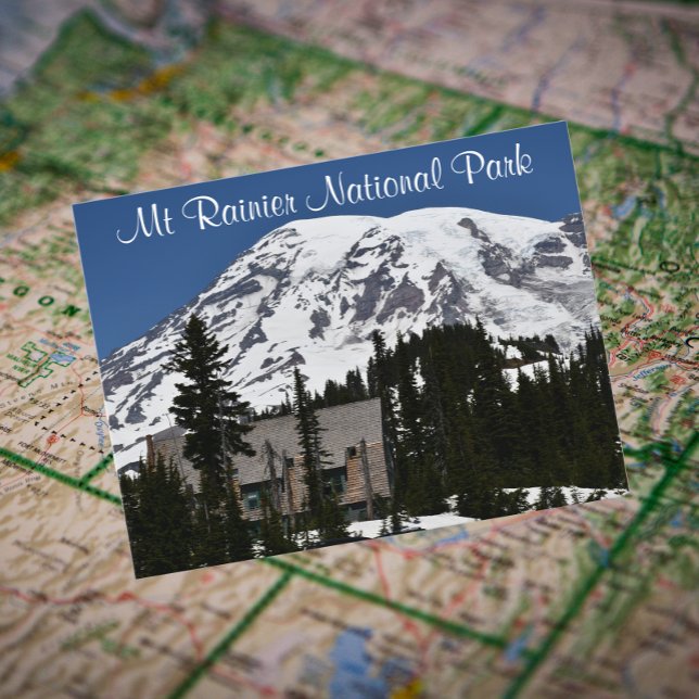 Carte Postale Photo de voyage du parc national du Mont-Rainier (In Situ Map)