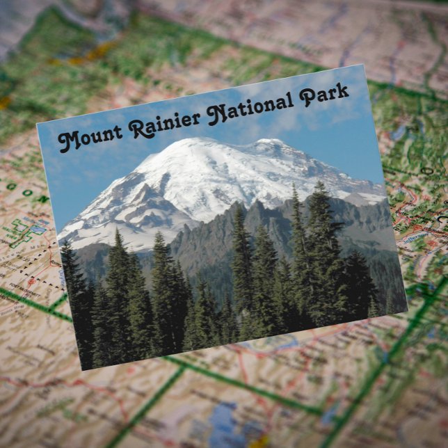 Carte Postale Photo de voyage du parc national du Mont-Rainier (In Situ Map)