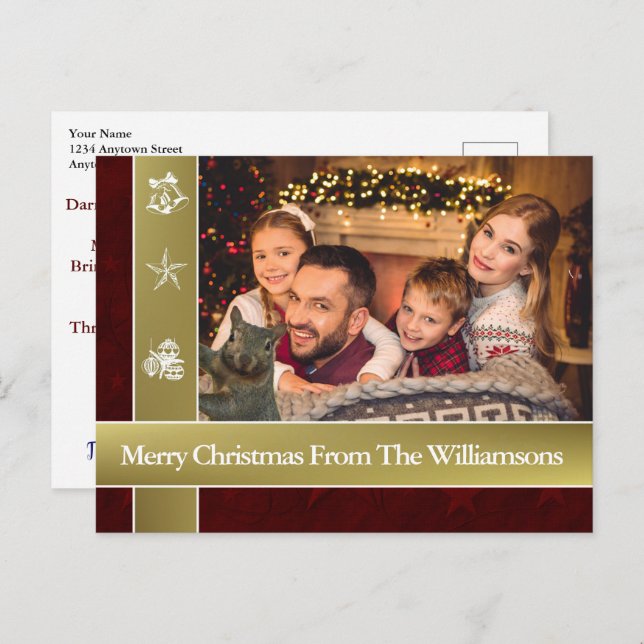 Carte Postale Photo d'écureuil Bombes Famille Photo Noël (Devant / Derrière)