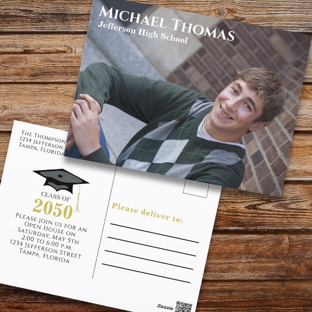 Carte Postale Photo d'études supérieures Moderne Simple Noir et  (Créateur téléchargé)