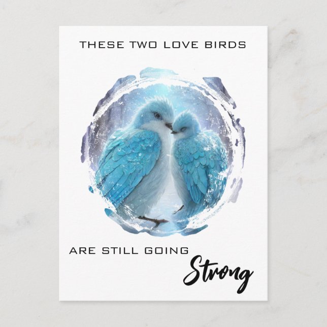 Carte Postale *~* Photo d'hiver Oiseaux de l'amour AP54 Annivers (Devant)