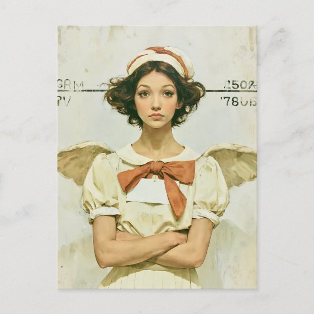 Carte Postale Photo d'identité d'ange de Noël pas si innocent (Devant)