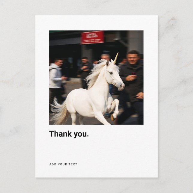 Carte Postale Photo drôle de licorne merci (Devant)