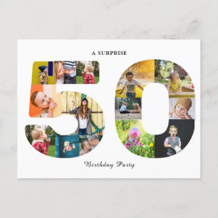 Carte Postale Photo du 50e anniversaire de la fête Collage blanc