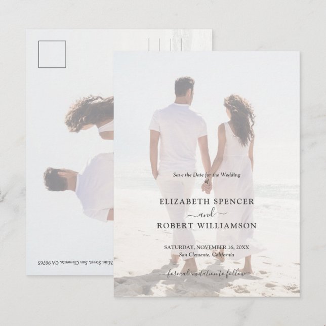 Carte Postale Photo du Mariage budgétaire Enregistrer la date (Devant / Derrière)