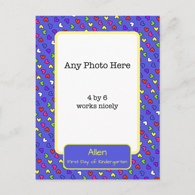 Carte Postale Photo du premier jour de maternelle (Devant)