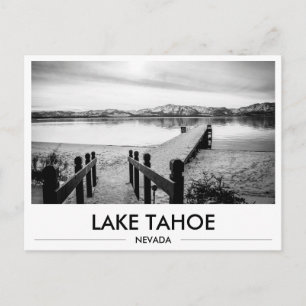 Carte Postale Photo du quai enneigé du lac Tahoe Nevada en noir 