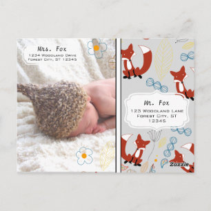 Carte Postale Photo d'un bébé garçon Renard Bois Naissance Stati