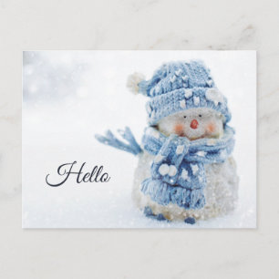 Carte Postale Photo d'un bonhomme de neige mignon en hiver - Bon