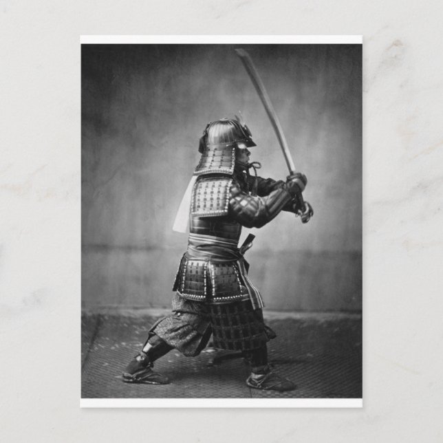 Carte Postale Photo d'un Samurai C. 1860 (Devant)