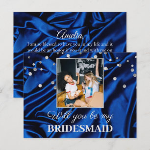 Carte Postale Photo Elegant Royal Blue Serez-Vous Ma Femme D'Acc