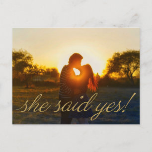 Carte Postale Photo "Elle a dit oui" Mariage Sauvez la Date