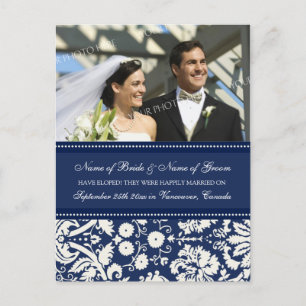 Carte postale photo Elopement Faire-part bleu