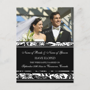 Carte postale photo Elopement Faire-part noir blan