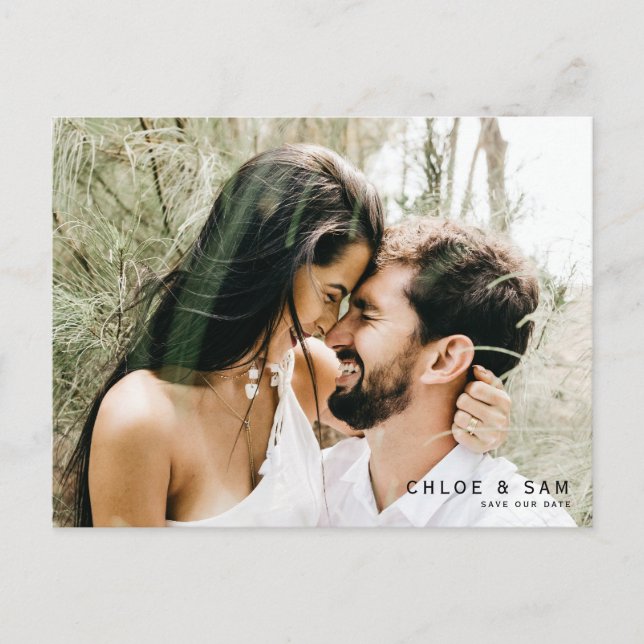 Carte Postale Photo en couple moderne QR Code Enregistrer la dat (Devant)