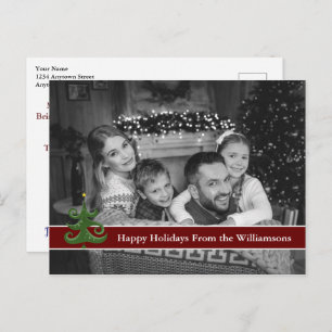 Carte Postale Photo en noir et blanc avec arbre de Noël