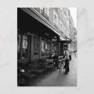 Carte Postale Photo en noir et blanc de Street Café à Paris
