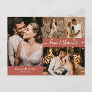 Carte Postale Photo en terre cuite moderne Collage Mariage Merci