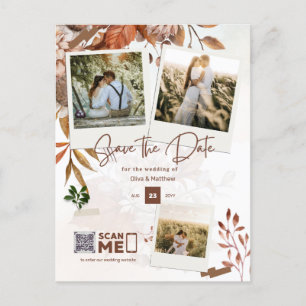 Carte Postale PHOTO Enregistrer la date, Automne Mariage de auto