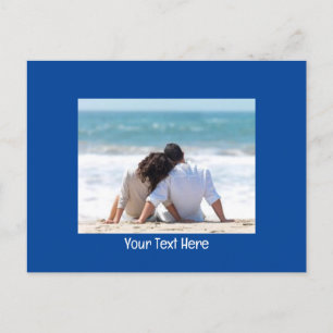 Carte Postale Photo et texte personnalisables en bleu profond