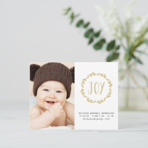 Carte Postale Photo Faire-part de naissance de vacances Gold & W