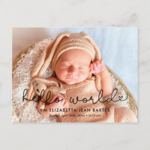 Carte Postale Photo faire-part de naissance mignonne - Bonjour l