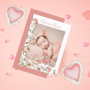 Carte Postale Photo Girl Floral Budget Faire-part de naissance