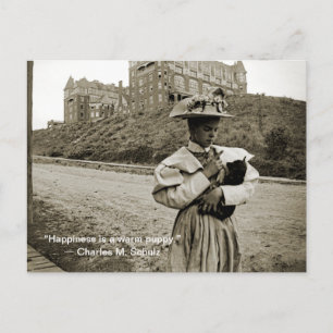 Carte Postale Photo Girl vintage des années 1890 avec PUppy Chie