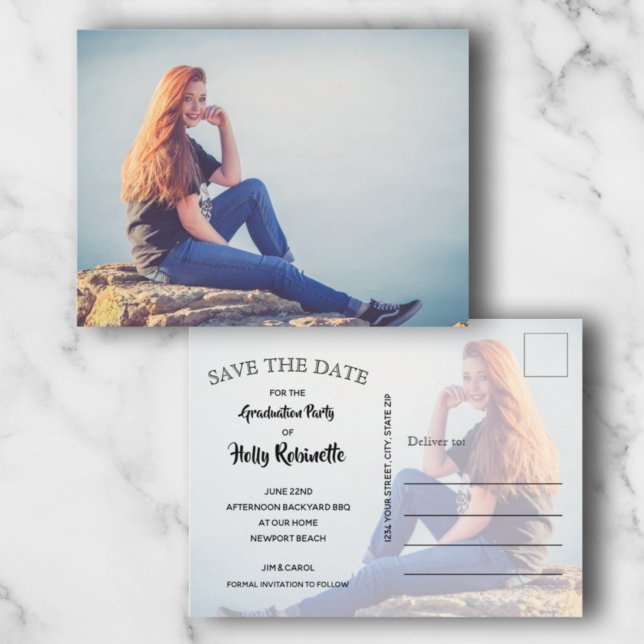 Carte Postale Photo Graduation ENREGISTRER LA DATE (Créateur téléchargé)
