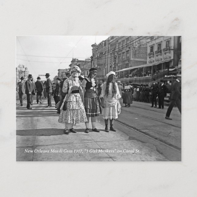 Carte Postale Photo historique Mardi Gras New Orleans (Devant)