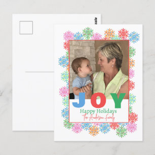 Carte Postale Photo Holiday PostCard Colorful Snowflake