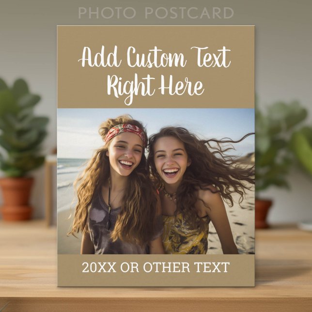Carte Postale Photo horizontal avec texte de script et année (Custom Photo Postcard)