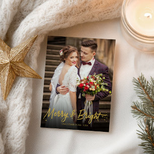 Carte Postale Photo Joyeux et Lumineux Noël des jeunes mariés