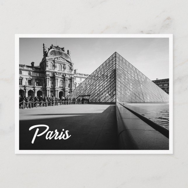 Carte postale Photo Louvre Black & White Paris (Devant)