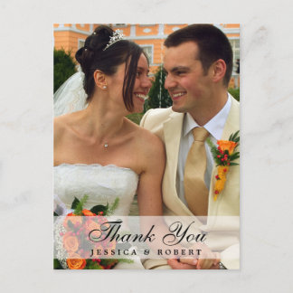 Carte Postale Photo mariage figée personnalisée noir merci note