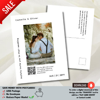 Carte Postale Photo MINIMAL Enregistrer la date CODE QR Économis