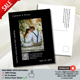 Carte Postale Photo MINIMAL Enregistrer la date QR CODE Budget B