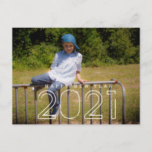 Carte Postale Photo minimale Nouvel An 2021 pour enfants