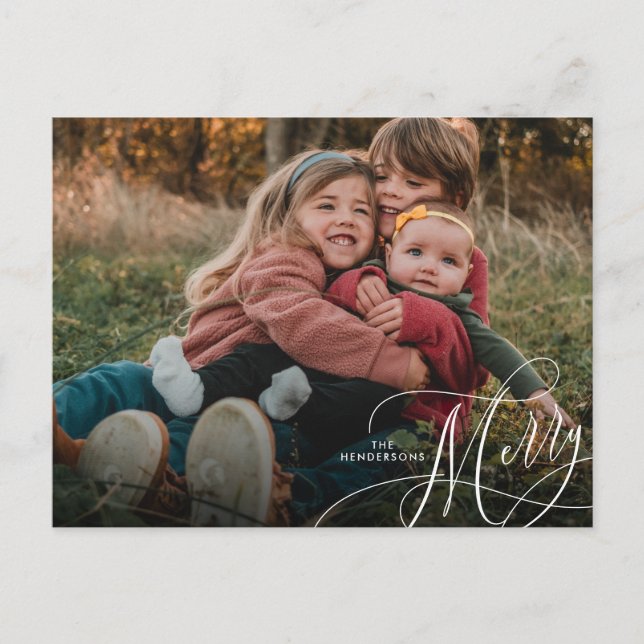 Carte Postale Photo minimaliste Joyeux Script de vacances (Devant)