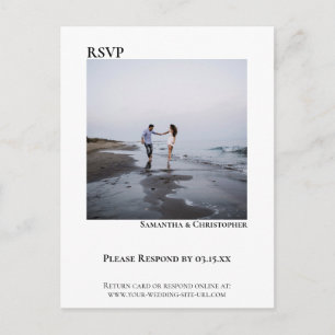 Carte Postale Photo minimaliste Moderne Mariage simple RSVP