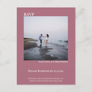 Carte Postale Photo minimaliste Simple Dusty Mariage Rose RSVP