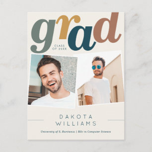 Carte Postale Photo moderne Boho Blue & Beige Grad Grad