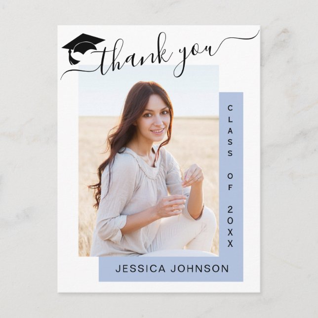 Carte Postale PHOTO Moderne Élégant Merci de graduation Postcar (Devant)