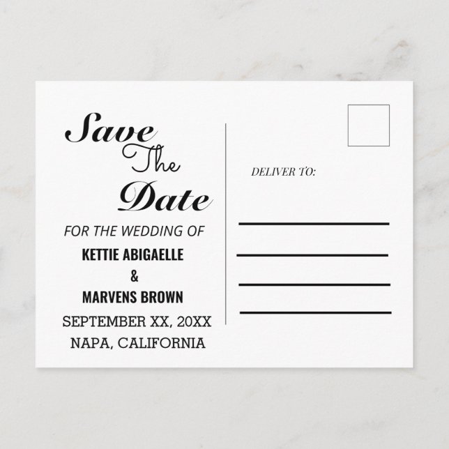 Carte Postale Photo moderne enregistrer l'annonce de date (Dos)