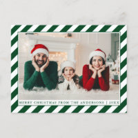 Photo moderne Joyeux Noël Green Stripes