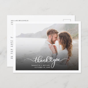 Carte Postale Photo moderne manuscrite Mariage Merci