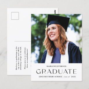 Carte Postale Photo Moderne Portrait Faire-part de graduation