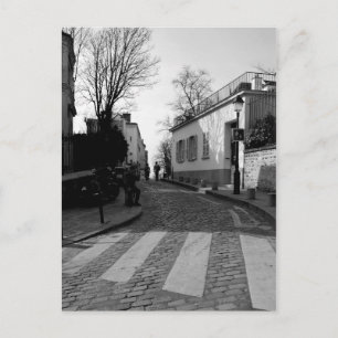 Carte Postale Photo noir et blanc de la rue Cobbled à Montmarte