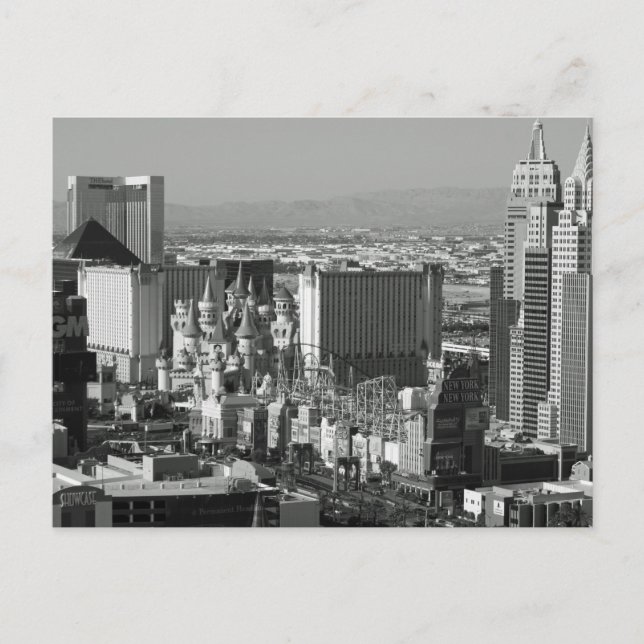 Carte Postale Photo noire et blanche de Las Vegas (Devant)