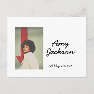 Carte Postale Photo nom complet date simple minimal fille femme 